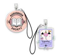 Set 2Pcs Romantasy Audiobook Girlie, Audiobook Society Kindle Charms, Dust Plug Charm 1.5 Inches Bookish, Book Lover, Bat Wings Lightning/Type C With Strap Acrylic Material Accessories for E-Reader