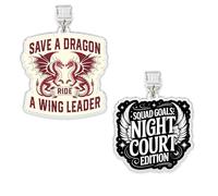 Set 2Pcs Save A Dragon Ride A Wing Leader, Squad Goals Night Court Edition Kindle Charms, Dust Plug Charm 1.5 Inches ACOTAR, Fourth Wing Lightning/Type C Acrylic Material Accessories for E-Reader
