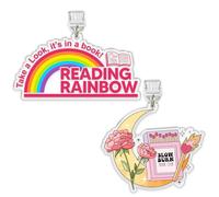 Set 2Pcs Slow Burn Book Club, Reading Rainbow Kindle Charms Dust Plug Charm 1.5 Inches Bookish Reading Romance Reader Matchbox Crescent Moon Lightning/Type C Acrylic Material Accessories for E-Reader