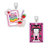 Set 2Pcs The Kindle, I'm A Kindle Girlie Kindle Charms, Dust Plug Charm 1.5 Inches Girly, Book Lover, Bookworm, Strawberry Bow Lightning/Type C Acrylic Material Accessories for E-Reader for Phone