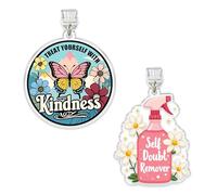 Set 2Pcs Treat Yourself With Kindness, Self Doubt Remover Kindle Charms Dust Plug Charm 1.5 Inches Self Love, Motivational, Positive Inspiration Lightning/Type C Acrylic Material Accessories for Phone