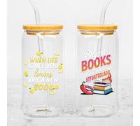 Set 2Pcs When Life Gives You Lemons UV DTF Cup Wraps for 16 oz Glass Buy Me Books and Tell Me To Stfuattdlagg, Cold Transfer Decal for Glass Cups Sarcastic, Spicy Book Vinyl Waterproof Rub on Transfer