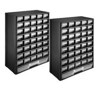 Set 2x Screw Organiser Box 41 Tool Storage Drawers Modules Compartments Black