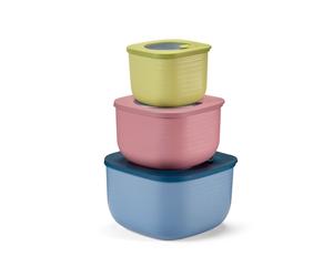 SET 3 DEEP CONTAINERS 'STORE&MORE BIO' "FOOD STORAGE" - SQUARE