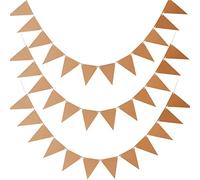 Set 3 DIY Kraft Card Banner Make Your Own Bunting 36 Pieces Triangle Flags Christmas Decorations Birthday Wedding Party Blank Banners 19x13cm with Hanging Ropes for DIY Painting Writing