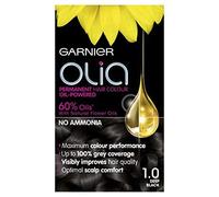 Set 3 Garnier Olia Permanent Hair Dye, No Ammonia for A Pleasant Scent, Up To 100% Grey Hair Coverage, Maximum Colour Performance, 60% Oils - 1.0 Deep Black