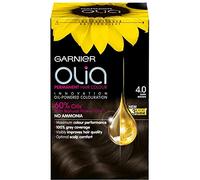 Set 3 Garnier Olia Permanent Hair Dye, No Ammonia for A Pleasant Scent, Up To 100% Grey Hair Coverage, Maximum Colour Performance, 60% Oils - 4.0 Dark brown