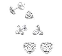 SET 3 PAIRS Heather Needham Sterling Silver Celtic Earrings - 3 pairs Celtic studs - sizes 5mm, 6mm & 8mm. MUCH SMALLER THAN SHOWN. Gift Boxed CELTIC2