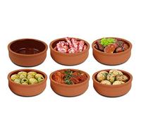 Set 3 Terracotta Tapas Dishes Glazed Spanish Serving Olive Starter 12cm Bowls (6)