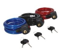 Set 3x Fischer Coil Lock 180cm Key Cable Lock Bicycle Lock E-Bike