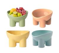 Set 4 Cuencos Elevados Para Gato Con Soporte Tipo Pata De Elefante - Antivuelco PP Resistente, Bowl Protector De Cuello Para Mascotas, Plato Multiuso Paras Snacks, Frutas Y Almacenaje