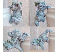 Set 4 Cute Dragon Plants Pot Hanger Resin Statue Flower Pot Planter Hanging Decorative Dragons Sculptures Outdoor Garden Lawn Ornaments Home Office Halloween Decoration