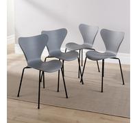Set 4 Dining Chairs Curved Iron Tube Legs PP Seat Retro Diner Kitchen Home Source Grey One Size