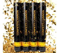 Set 4 Golden Color Confetti Cannon Paper Poppers Parties Celebrate,Proposal,Wedding,Birthday,Graduation,Anniversary,Baby Shower Christmas Hand Twisted Party Poppers Golden Wedding Anniversary