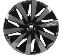Set 4 hubcaps 13" inches wheel cover car Lazio SPC1391BKGR black gray SPAR