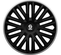 Set 4 hubcaps 14" inches wheel cover car Bergamo SPC1485BKGR black grey SP