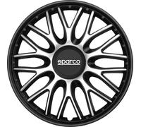 Set 4 hubcaps 15" inches wheel cover car Rome SPC1596SVBK silver black SPA