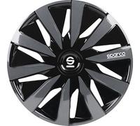 Set 4 hubcaps 16" inches wheel cover car Lazio SPC1691BKGR black gray SPAR