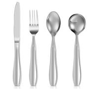 Set 4 Piece Weighted Silverware 304 Stainless Steel Weighted Utensil Set with Ergonomic Design for Elderly and People with Shaking Hands