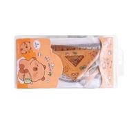 Set 4 Pieces Cute Capybara Ruler - Ruler 15 cm, Straight Ruler, Square & Protractor | Geometry Math Tools for School Office, and Durable, Perfect Gift for Children and E