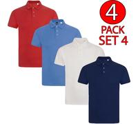 (Set 4 - Plain, M) Men Polo Tshirt 4Pack Shortsleeve Plain Casual Top