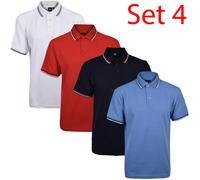 True Face Mens Tshirts Polos Pique Tipping Pocket Collar Buttoned Regular Fit Top Tip Set 4-4 Pack XL