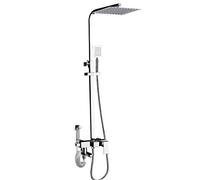 Set 4-way Adjustable Chrome System Set With Brass Faucet Stainless Steel Body Hand Spray Shattaf 1.5 M Hose Thermostatic Bathtub Fa