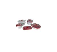 Set 5 pcs of Microwave Containers, Composed Steamer 4 LT, Steamer 2 LT, Microwave Rice and Grain Cooker, Egg Cooker and Omelettes, Mug,100% Made in