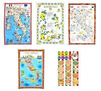 Set 5 Tea Towels Italy Limoncello Pasta Wine Pizza Made in Italy Typical Italian Products Cotton Local Crafts Gift - Perfect for Kitchen - dish towels