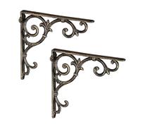 Set 6 Bronze Support Antique Vintage Decor Cast Iron Brackets Large Shelf Angles