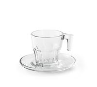 Set 6 Coffee Cups In Transparent Glass Casablanca With Saucer Cc75