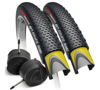 Set 700x38c Gravel Bike Tyres & Tubes Schrader/Presta - Foldable 68-622 | Kevlar Folding 28 inch Bicycle Tires, Accessories for Gravel, Cyclocross, MTB and Hybrid Bikes, 1mm Anti Puncture