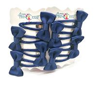 Set 8 Pcs HAIR BOWS HAIR CLIPS GIRLS CLIPS SCHOOL RIBBON SLIDES Hair ACCESSORY (Navy Blue)