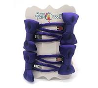 Set 8 Pcs HAIR BOWS HAIR CLIPS GIRLS CLIPS SCHOOL RIBBON SLIDES Hair ACCESSORY (Purple)