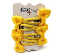 Set 8 Pcs HAIR BOWS HAIR CLIPS GIRLS CLIPS SCHOOL RIBBON SLIDES Hair ACCESSORY (Yellow)