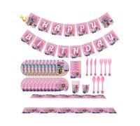 (Set A) Gabby's Dollhouse Party Supply Set Plate Tissue Banner Balloon Decoration