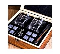 (SET-B, DESIGN-2) Ideal for a Man, This Personalized Whiskey Glass Set Comes in a Wooden Box, Making It a Perfect Gift