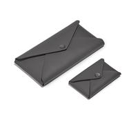 Set Business Card Holder Pencil Case Leather Anthracite Grey Credit Card Holder