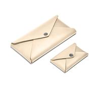 Set Business Card Holder + Pencil Case Leather Beige - Credit Card Holder