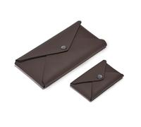 Set Business Card Holder + Pencil Case Leather Dark Brown - Credit Card Holder