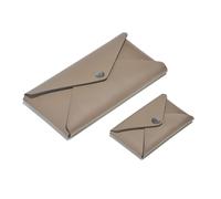 Set Business Card Holder + Pencil Case Leather Dove Grey - Credit Card Holder