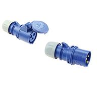 Set CEE Coupling and Plug 16A; 3-Pin 6h 230 V Camping Caravan Industrial Quality PCE