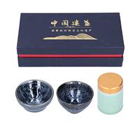 Set Ceramic Tea Canister and Teacup, Traditional Chinese Tea Kit, Elegant Handcrafted Teaware with Iron - Containing Glaze for Enhanced Flavor, for Tea Lov