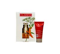 Set Clarins: Men Energising Day & Night Gel For Face 5 ml *Miniature + Double Eye Anti-Ageing Eye Serum 3 ml *Miniature + Clarins GWP Textile Pouch