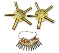 Set Clock & Pocket Watch Winding Keys Brass Spider Key Wind Old Clocks