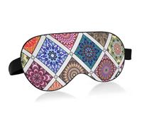 Set Colored Mandala Ethnic Islam Arabic Indian Ottoman Motifs Adjustable Sleep Mask Lightweight Blindfold with Fashion Patterns Elastic Hidden Strap Relaxing Light Block 9.45 x 3.9 inch