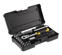 Stanley Compact 1/4' 72 Tooth Ratchet And Socket Set STMT82672-0 37 Pieces NEW