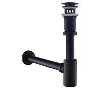 Set - Design Siphon with Drain Fitting with Overflow for Sink Black Matt - Keymark Universal Siphon and Drain Valve Bathroom - Brass Syphon Siphon Pop Up Drain Fitting Drain Washbasin