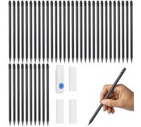 Set di 50 Matite Nere con Gomma e Mine di Ricambio - Perfetto per Bambini, Scuola, Ufficio, e Regali per Studenti, Matite HB, 19 cm