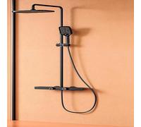 Set doccia da bagno regolabile in Altezza, soffione doccia a 4 uscite, Corpo in rame fine, grandi dimensioni, Design Rotondo Bianco, Perfetto per l'uso domestico.